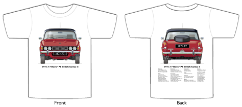 Rover P6 3500S (Series II) 1971-77 T-shirt Front & Back